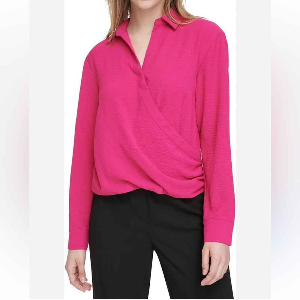 Calvin Klein Pink Size 3X Faux wrap Top, NWT